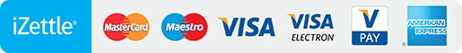 iZettle – Mastercard, Maestro, VISA, VISA Electron, VisaPay, American Express